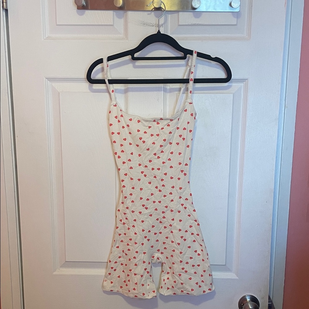 skims valentines white with red hearts jumpsuit